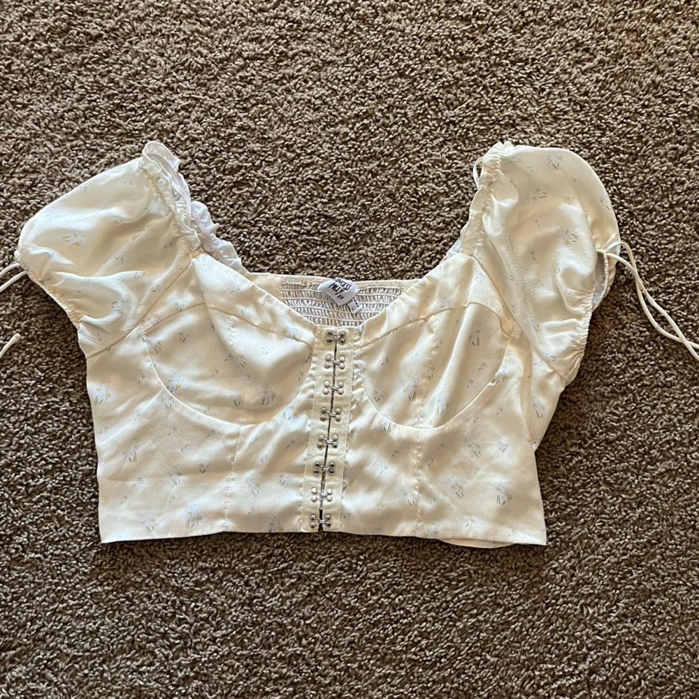 Princess Polly Butter Yellow Floral Crop Top
